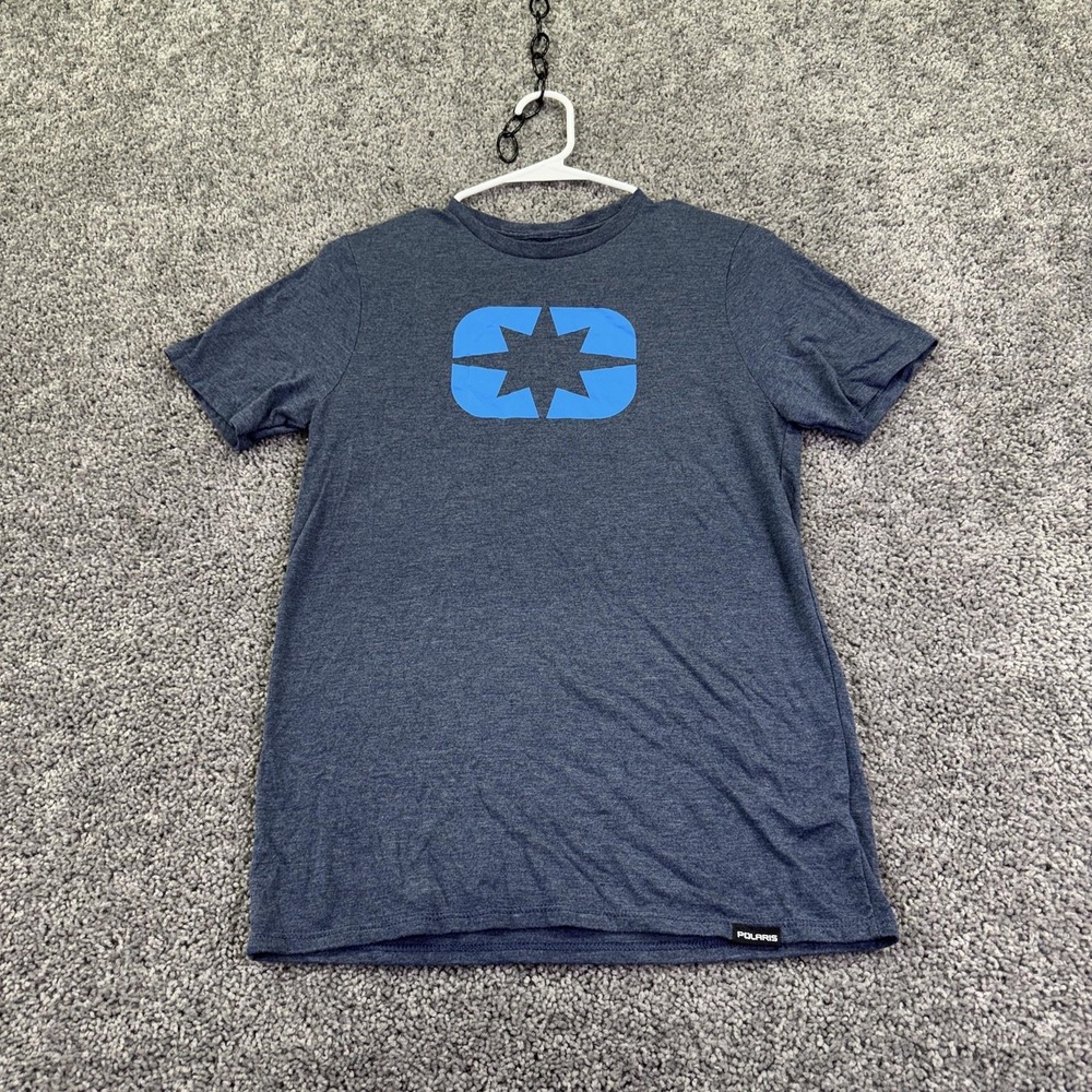 Polaris Shirt Mens Large Blue Short Sleeve Logo Graphic Tee Tagless Casual